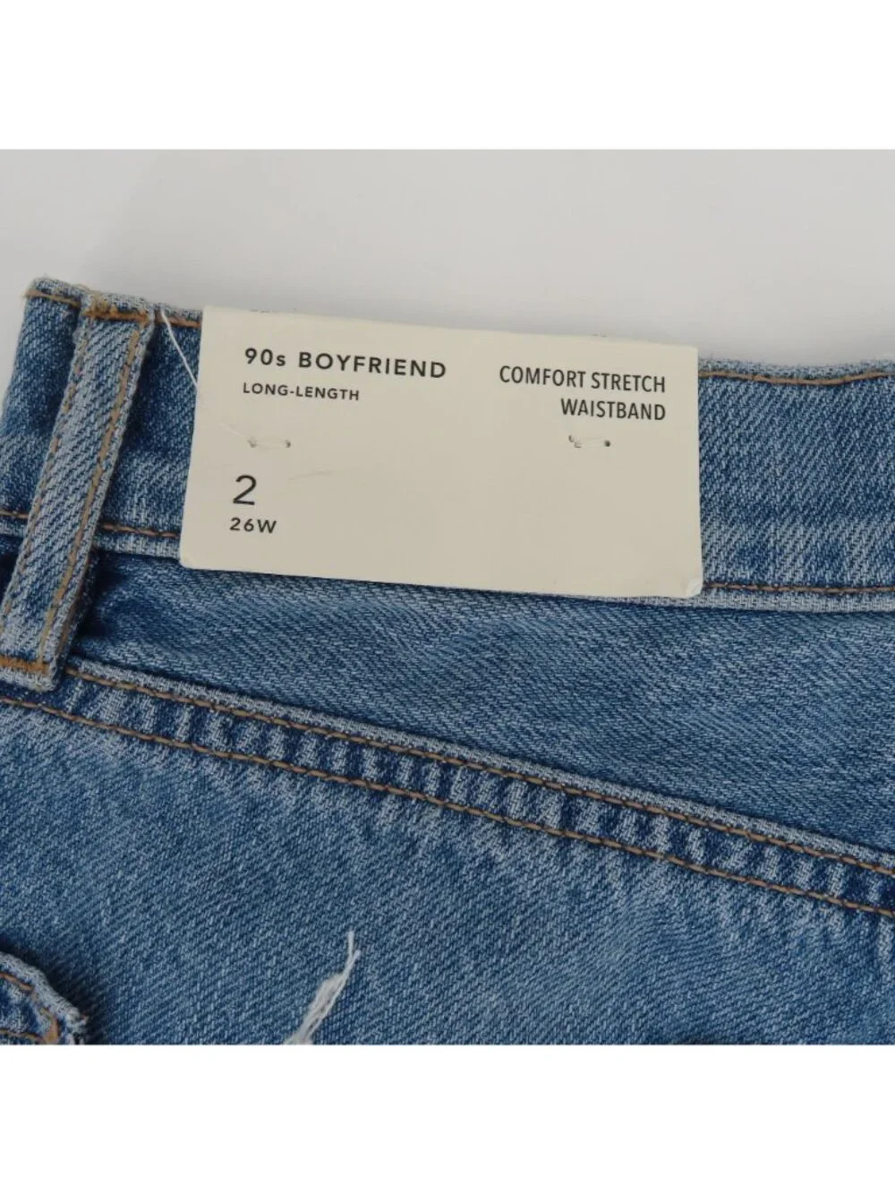 American Eagle Women 2 26W 90s Boyfriend Long Length Distressed Denim Shorts NEW